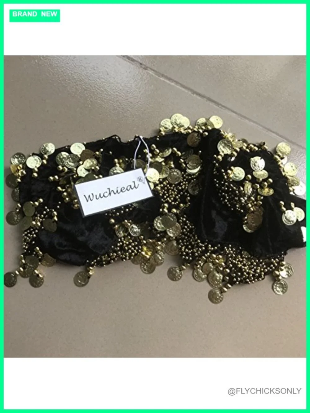 Bellydance Hip Scarf with Gold Coins Wrap Noisy Dance Skirt
